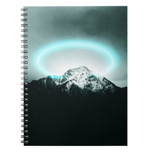 Snowy mountain mysterious blue neon light notizblock (Vorderseite)