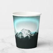 Snowy mountain mysterious blue neon light pappbecher (Rückseite)