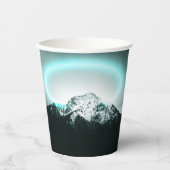 Snowy mountain mysterious blue neon light pappbecher (Vorderseite)