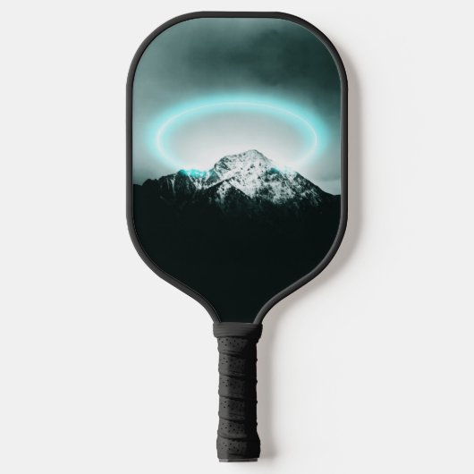 Snowy mountain mysterious blue neon light pickleball schläger (Vorderseite)
