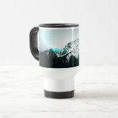Snowy mountain mysterious blue neon light reisebecher (Vorderseite Links)