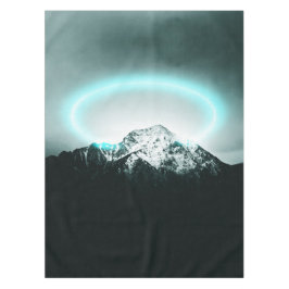 Snowy mountain mysterious blue neon light tischdecke