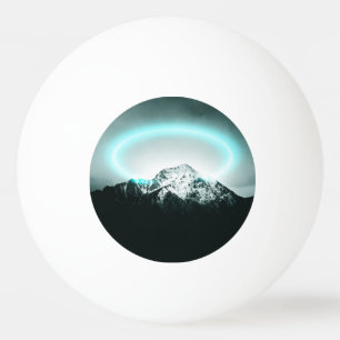 Snowy mountain mysterious blue neon light tischtennisball