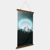 Snowy mountain mysterious blue neon light wandteppich mit holzrahmen (Gewinkelt)