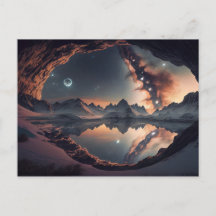 Snowy Mountain Peak Starry Galaxy