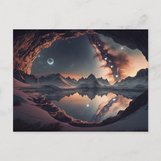 Snowy Mountain Peak Starry Galaxy Postkarte (Vorderseite)