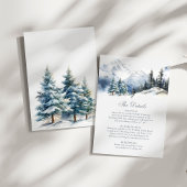 Snowy Mountain & Pine Trees Hochzeitskarte Einladung