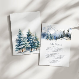 Snowy Mountain & Pine Trees Hochzeitskarte Einladung