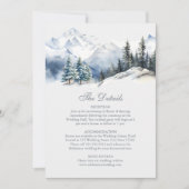 Snowy Mountain & Pine Trees Hochzeitskarte Einladung (Vorderseite)
