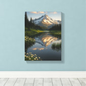 Snowy Mountain Reflection Lake Scene Leinwanddruck (Insitu (Holzboden))