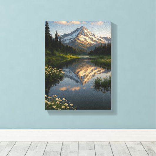 Snowy Mountain Reflection Lake Scene Leinwanddruck (Insitu (Holzboden))