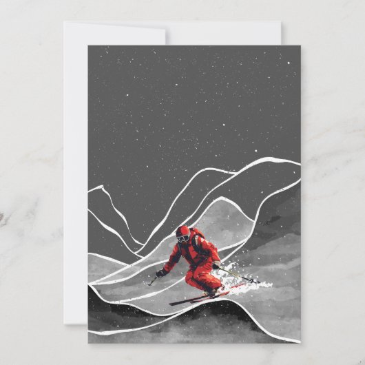 Snowy Mountain Skifahren Einladung (Vorderseite)