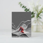 Snowy Mountain Skifahren Postkarte (Stehend Vorderseite)