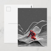 Snowy Mountain Skifahren Postkarte (Vorne/Hinten)