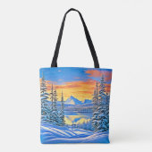 Snowy Mountain Sunset Glow Tasche (Rückseite)
