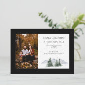 Snowy Mountain Top | Schwarzes Foto Feiertagskarte (Stehend Vorderseite)