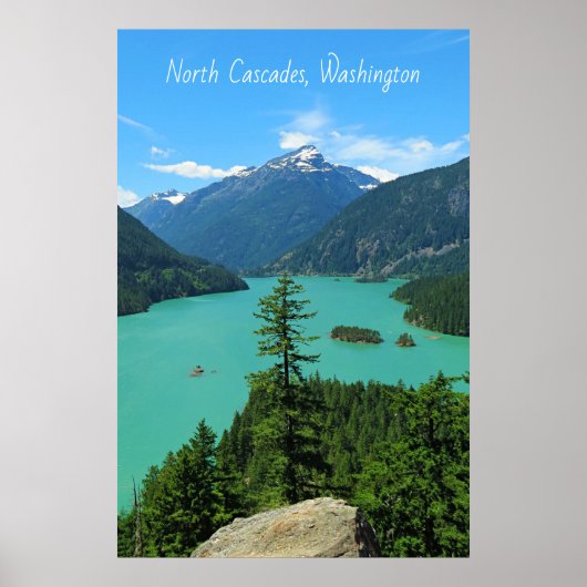 Snowy Mountain Turquoise Lake in Washington Poster (Vorne)