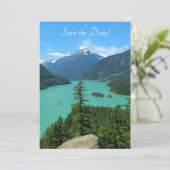 Snowy Mountain Turquoise Lake in Washington Save The Date (Stehend Vorderseite)