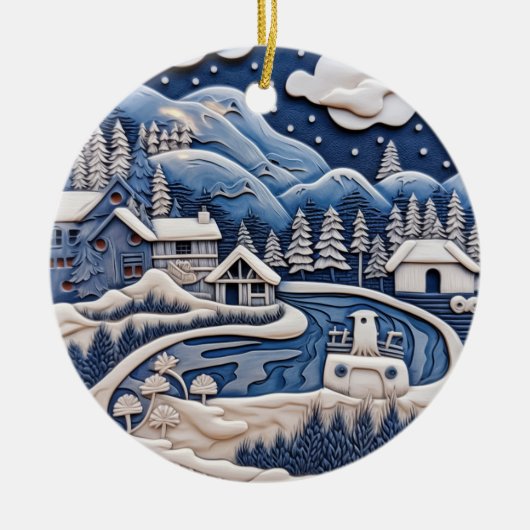 Snowy Mountain Village Ornament (Vorne)