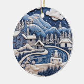 Snowy Mountain Village Ornament (Links)