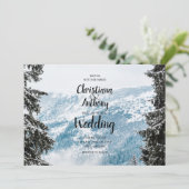 Snowy Mountain Wedding Einladung (Stehend Vorderseite)