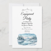 Snowy Mountain Winter Lake Engagement Party Einladung (Vorderseite)