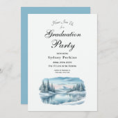 Snowy Mountain Winter Lake Graduation Party Einladung (Vorne/Hinten)