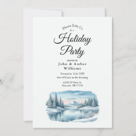 Snowy Mountain Winter Lake Holiday Party Einladung