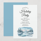 Snowy Mountain Winter Lake Holiday Party Einladung (Vorne/Hinten)