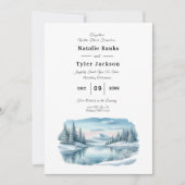Snowy Mountain Winter Lake Wedding Einladung (Vorderseite)