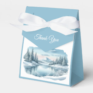 Snowy Mountain Winter Lake Wedding Geschenkschachtel