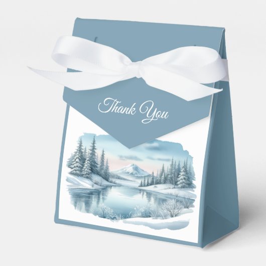 Snowy Mountain Winter Lake Wedding Geschenkschachtel (Vorderseite)