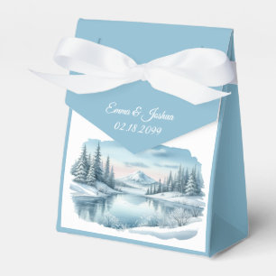 Snowy Mountain Winter Lake Wedding Geschenkschachtel