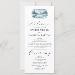 Snowy Mountain Winter Lake Wedding Programm