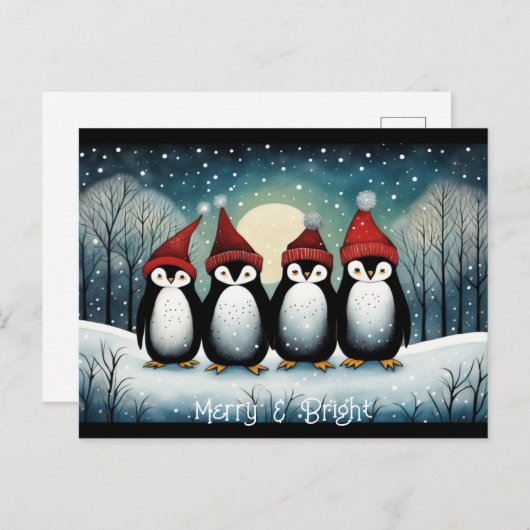 Snowy Mountain Winter Santa Penguin Weihnachten (Vorne/Hinten)