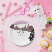 Snowy Mountain Winter Wedding Pappteller (Party)