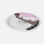 Snowy Mountain Winter Wedding Pappteller (Schrägansicht)