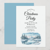 Snowy Mountain Winter Weihnachtssee Party Einladung (Vorne/Hinten)