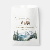 Snowy Mountains Bear Adventure Baby Dusche Geschenktütchen (Vorderseite)