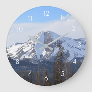 Snowy Mountains Fotografy Wohngestaltung Clock Große Wanduhr
