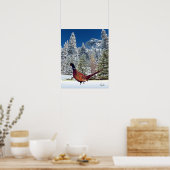 Snowy Mountains mit Pheasant Semi Gloss Poster (Küche)