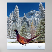 Snowy Mountains mit Pheasant Semi Gloss Poster (Vorne)