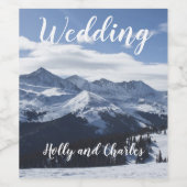 Snowy Mountains Szene Hochzeit Weinetikett (Einzelnes Label)