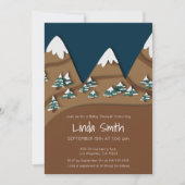 Snowy Mountains und Valley Winter Baby Dusche Einladung (Vorderseite)