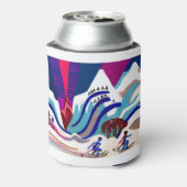 Snowy Mountains with Skiers Dosenkühler (Kanne Rückseite)