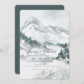 Snowy Moutain Watercolor Einladung (Vorne/Hinten)
