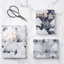 Snowy Moutains & Forest Wildlife Chritmas Geschenkpapier Set