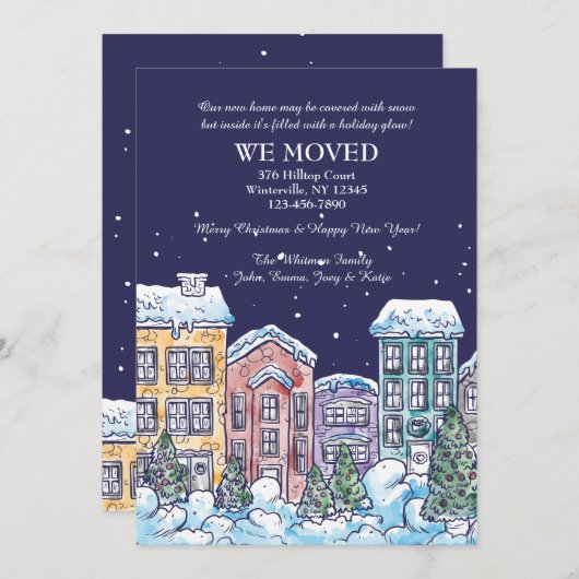 Snowy-Nachtbewegliche Mitteilung Feiertagskarte (Vorne/Hinten)