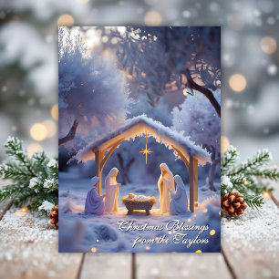 Snowy Nativity Scene Christlich Weihnachten