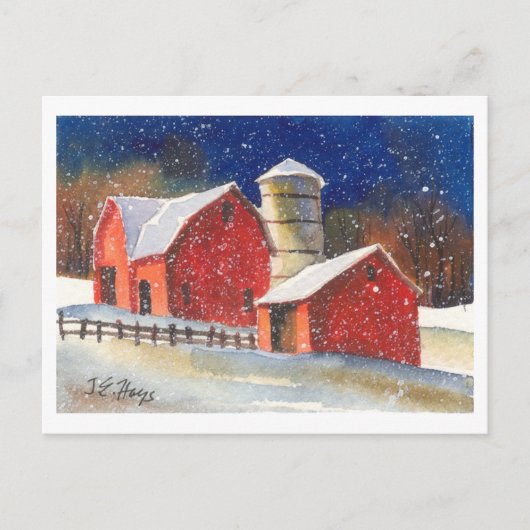 Snowy New England Barns Postkarte (Vorderseite)